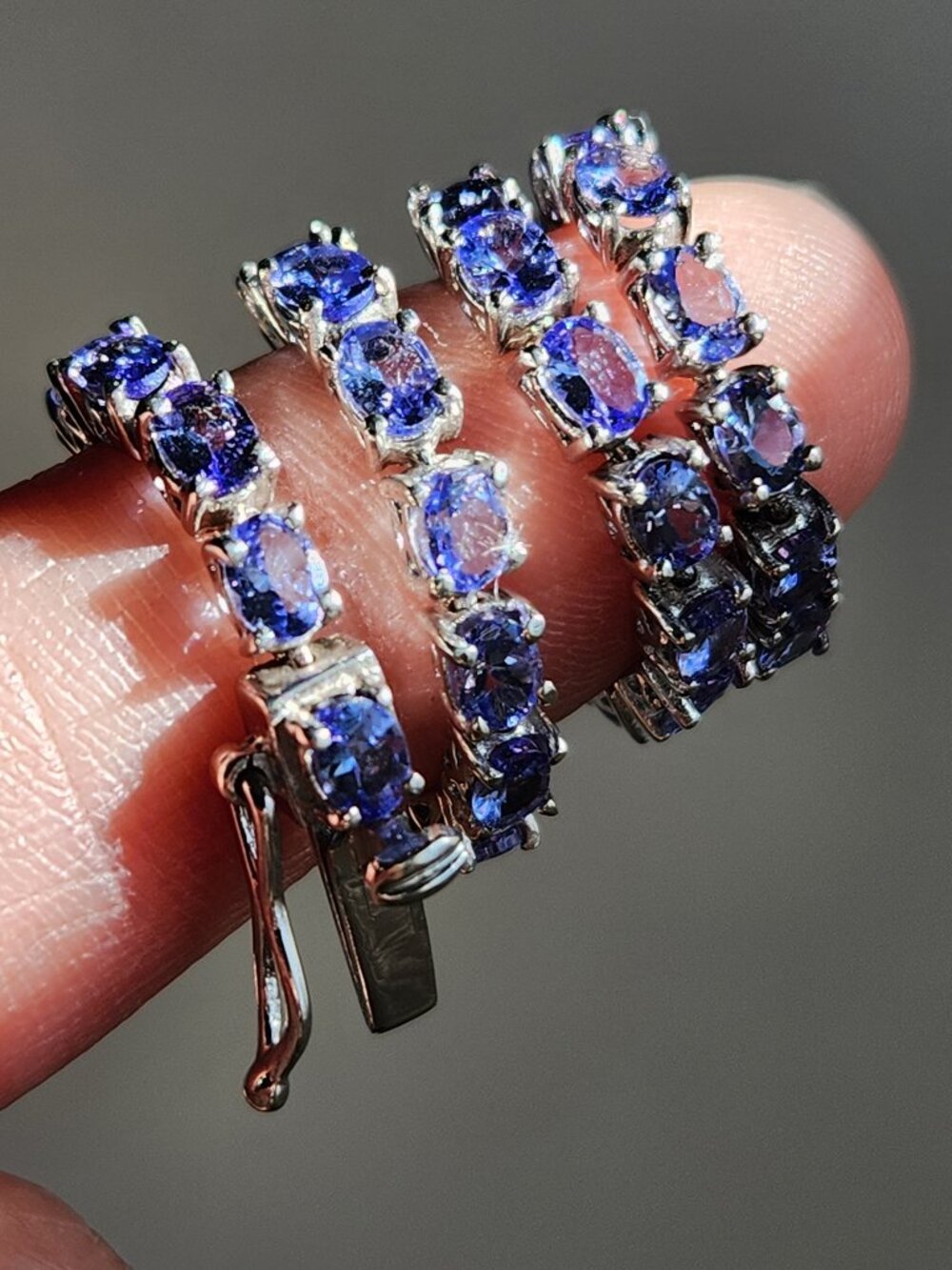 GORGEOUS 15ct Estate Natural 44 Blue Tanzanite Tennis Bracelet 925 8" 8.73g